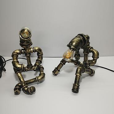 Декоративные настольные светильники: Настольные лампы в стиле стимпанк/лофт из металлических сантехнических — 1