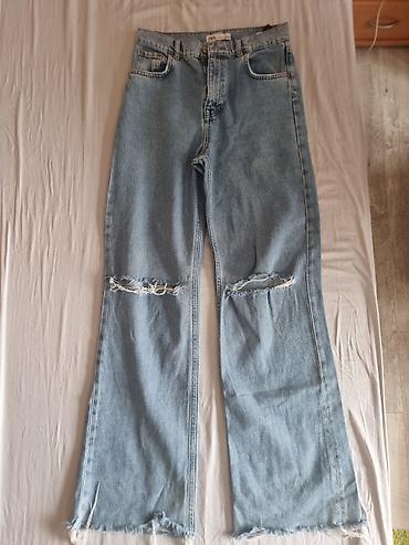 levis belgrade: ZARA ženske farmerke – model širokih nogavica - Boja: svetlo plava — 1