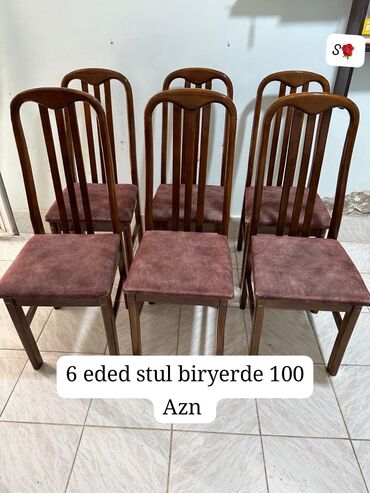 столы стулья: 6 eded stul ideal vezyetde 
Qiymet 100 azn
Unvan Ehmedli.Sevda