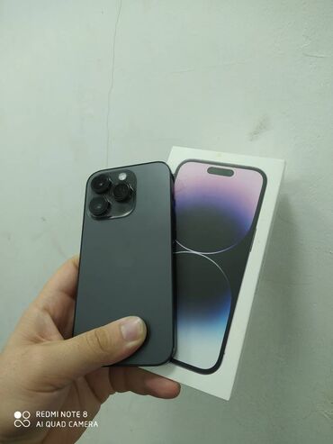 Apple iPhone: IPhone 14 Pro, 128 GB, Black Titanium, Zəmanət, Face ID, Sənədlərlə