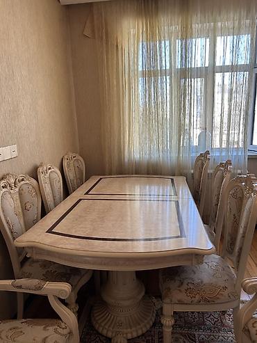 divan ve kreslolar: Qonaq otağı üçün, İşlənmiş, Açılan, Kvadrat masa, 8 stul — 1