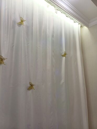 Pərdə və tüllər: Yeni, Tül, rəng - Bej, Pulsuz çatdırılma — 2