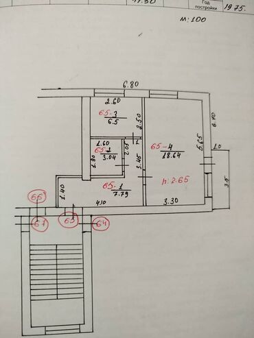 квартира ош прадажа: 1 бөлмө, 35 кв. м, 5 кабат, Эски ремонт