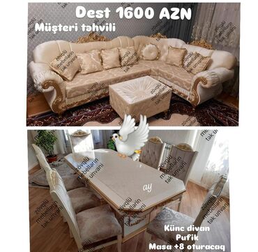 Divan və masa dəstləri: Künc divan və masa desti yeni