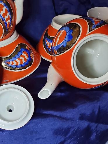 савлор: СССР КОЛОМБУР, РЕДКИЙ, НОВЫЙ. Фарфоровый чайный сервиз с росписью — 10