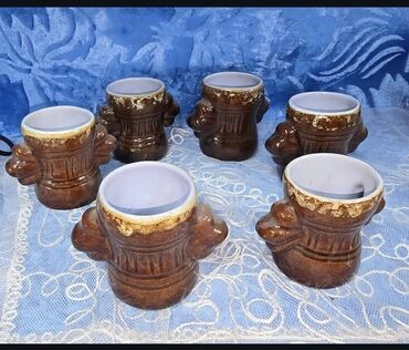 крышки от бутылки: Бокальчики СССР, обливная керамика, набор за 250с