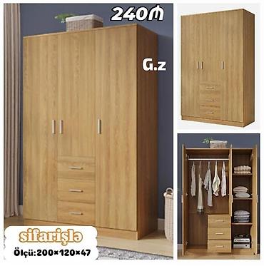 qapi ustu asmalar: Üç qapılı geyim dolabı – sifarişlə • Material: ağac teksturalı — 1