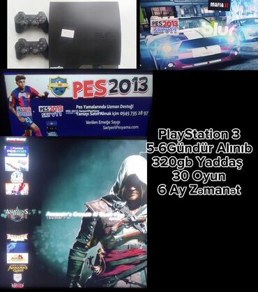 Video oyunlar və konsollar: Playstation 3 Slim 320 Gb Yaddaş 30 Oyun 2 A Klass Pult Play Roomnan