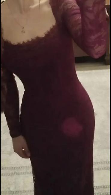 xs plata: Bordo rəngli uzun ziyafət geyimi Təzədir. Heç geyinilməyib. - Model — 4