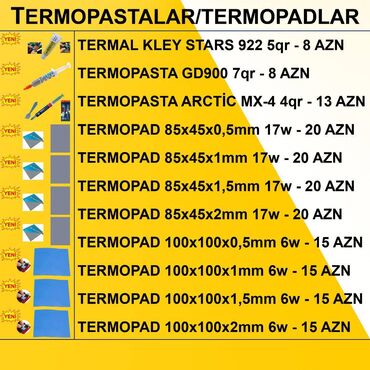 Termopastalar və Termopadlar ⭐Termopad 100x100x0,5mm 6w – 15 AZN
