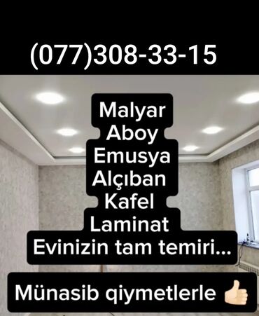 Döşəmə işləri: Malyar, aboy, emulsiya, alçıpan, kafel, metlax, laminat və digər ev — 3