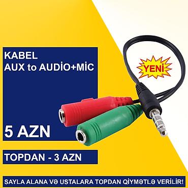 kompüter barter: AUX Kabellər ⭐Keçid AUX to Audio+Microphone – 5 AZN (Topdan 3 AZN) — 6