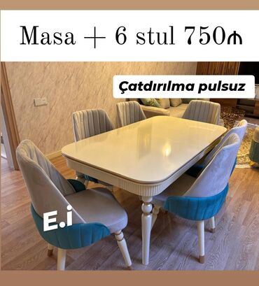 Tofas: Qonaq otağı üçün, Dördbucaq masa, 6 stul