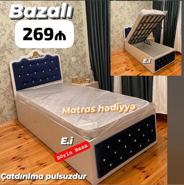 Çarpayılar: *Bazalı Çarpayı 269Azn💥* *Matras hədiyyə🎁* ✔️Rəng seçimi var Ölçü