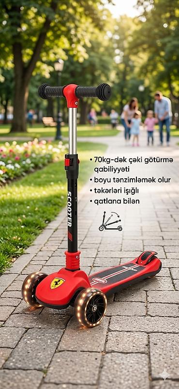 Motonəqliyyat: Uşaq skuterı – 3 təkərli, LED işıqlı, qatlanan model - 70 kq‑a qədər — 2