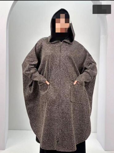 пальто женское кашемировое: Пальто, Пончо, Букле, Длинная модель, Оверсайз, 3XL (EU 46), 4XL (EU 48), 5XL (EU 50)