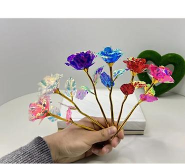 suni bitki: Məhsul: Holografik dekorativ gül (qızılı saplaqlı) - Material: işıqda — 1