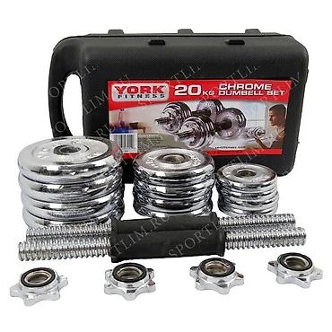 Гантели: Набор разборных гантелей YORK Fitness Chrome Dumbbell Set 20 kg — 1