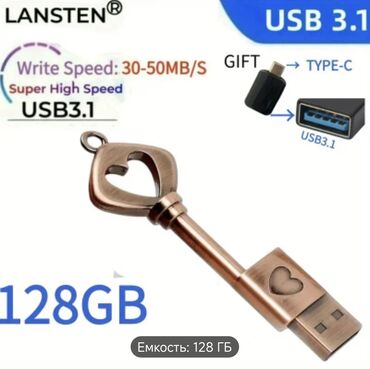 Monitorlar: Flash kart 128 GB, USB 3.1, Yeni