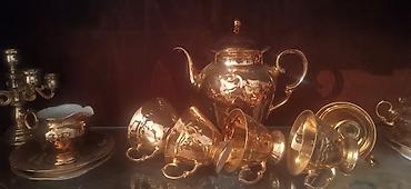 cay servisi: Çay dəsti, rəng - Qızılı, Metal, 5 nəfərlik, Polşa — 1