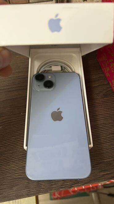 Apple iPhone: IPhone 14, Б/у, 128 ГБ, Sierra Blue, Защитное стекло, Чехол, Кабель, 98 %