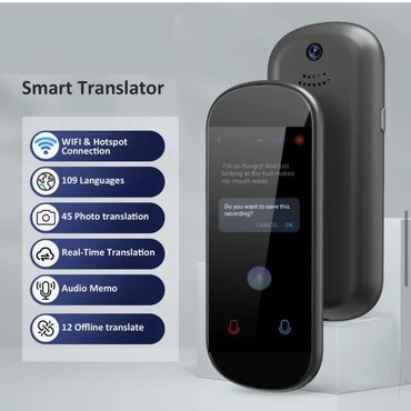 tərcumə aparatı: Qara rəngdə olan, cib ölçüsündə ağıllı tərcüməçi. Wi-Fi və Hotspot