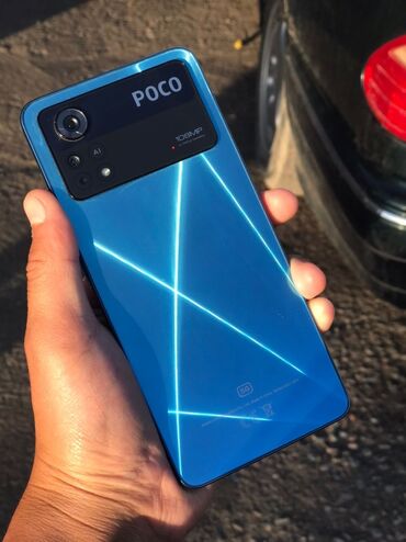 телефон рассрочку ош: Poco X4 Pro 5G, Б/у, 256 ГБ, цвет - Синий, 2 SIM