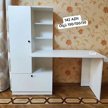 kunc skaf: Ağ rəngli çoxfunksiyalı iş/oxu masası və rəf sistemi. Xüsusiyyətlər — 1