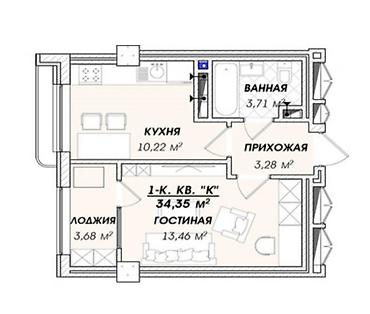 archa group: 1 комната, 35 м², Азия Молл Элитка, 4 этаж, ПСО (под самоотделку) — 4
