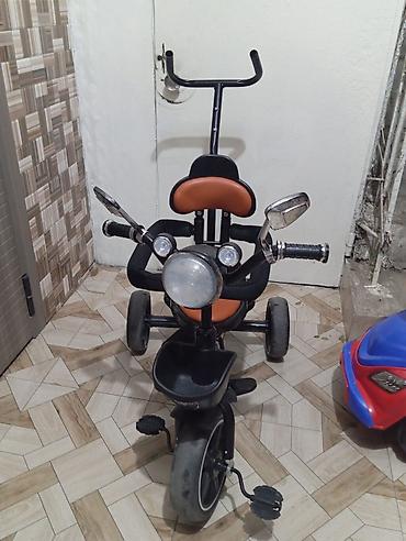3 teker velosiped: Uşaq üçtəkərli velosipedi - Rəng: qara, narıncı oturacaq və bel — 2