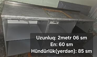baklar və cənlər: 💢 Mətbəx dolabı, uzunluq 2m 06sm, en 60 sm, hündürlik 85 sm, 👉 üst — 1