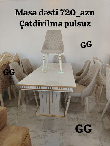 dibcek gul: Qonaq otağı üçün, Yeni, Açılmayan, Dördbucaq masa, 6 stul