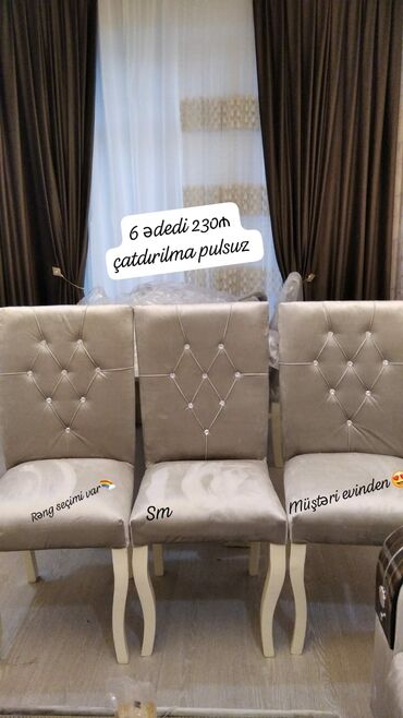 Masa və oturacaq dəstləri: Qonaq otağı üçün, Yeni, 6 stul — 10