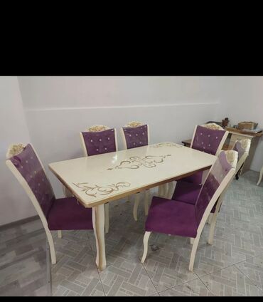 Sifarişlə masa və oturacaq dəstləri: Dördbucaq masa, Qonaq otağı üçün, 6 nəfər, Açılmayan, Azərbaycan, Zəmanətli — 6