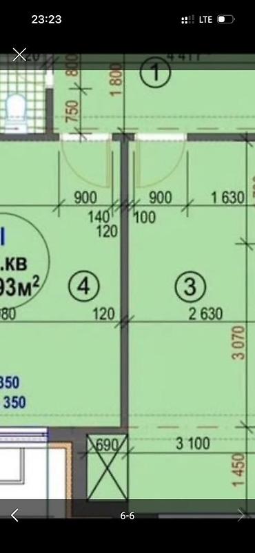 1 комната, 54 м², Асанбай мкр Элитка, 6 этаж, ПСО (под самоотделку)