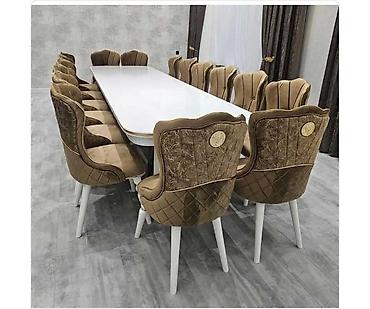 mdf panel: 12 nəfərlik yemək dəsti - Dəst: 1 ədəd iri düzbucaqlı masa + 12 ədəd — 1
