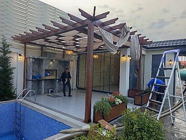telefon sifarisi: Açıq havada istirahət zonası üçün taxta pergola/lyustra altlığı - — 7