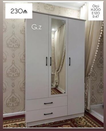Masa və oturacaq dəstləri: *Dolab 3 qapılı 230Azn* *İstehsal Rusiya Laminat 18/lik qalınlıqda*