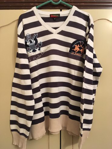 Duksevi: Odličan, kao nov La Martina džemper, M veličina, beli sa teget prugama — 7