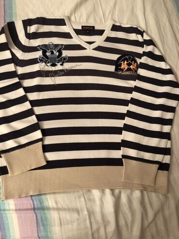 Duksevi: Odličan, kao nov La Martina džemper, M veličina, beli sa teget prugama — 8