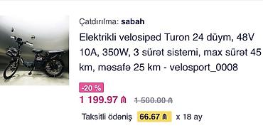 Velosipedlər: Çox Təcili elektrovelik satılır.Ev iş sürülüb.1200e almışam — 1
