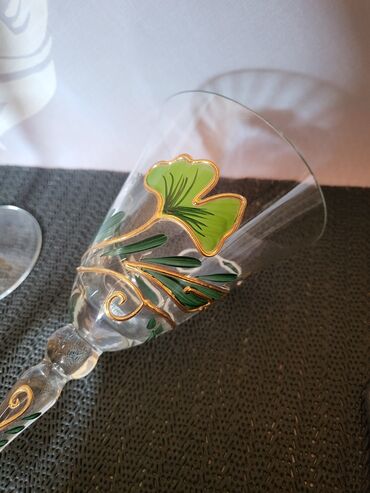 Čaše: Case za vino,rucno oslikane,kristalno staklo iz 80ih.god. Case rucno — 10