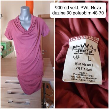 haljine sa naramenicama: L (EU 40), bоја - Roze, Drugi stil, Kratkih rukava