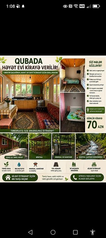 əmircanda həyət evləri: Qubada həyət evi kirayə verilir — təbiətin qoynunda, sakit və rahat — 1