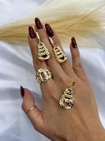 Bijuteriya dəstləri: Qızılı rəngdə zərgərlik dəstləri - Dörd yarpaq yonca dizaynlı dəst — 7