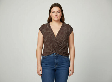 eleganckie bluzki plus size: E-vie, Women's blouse, size 4XL