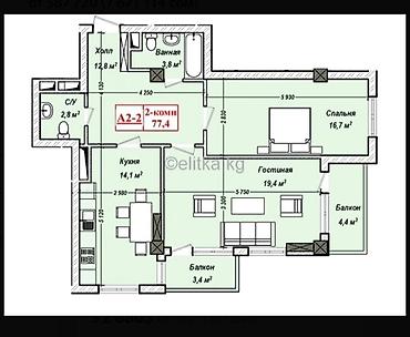 2 комн псо: 2 комнаты, 77 м², Элитка, 10 этаж, ПСО (под самоотделку) — 2