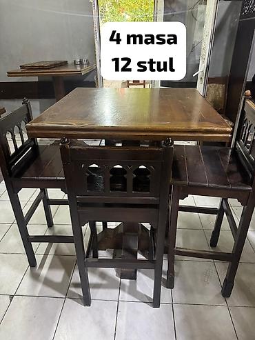 restoran stolu: *4 masa 12 stul satilir* *qiyməti birlikde 550₼* *ünvan Xalqlar — 1