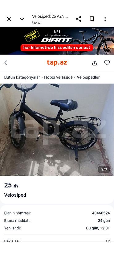 Uşaq velosipedi – STELS, qara rəng. Xüsusiyyətlər: - Təkər ölçüsü