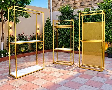 Оборудование для магазинов: Mağaza vitrin stendləri – qızılı metal karkas - Material: toz boya — 1